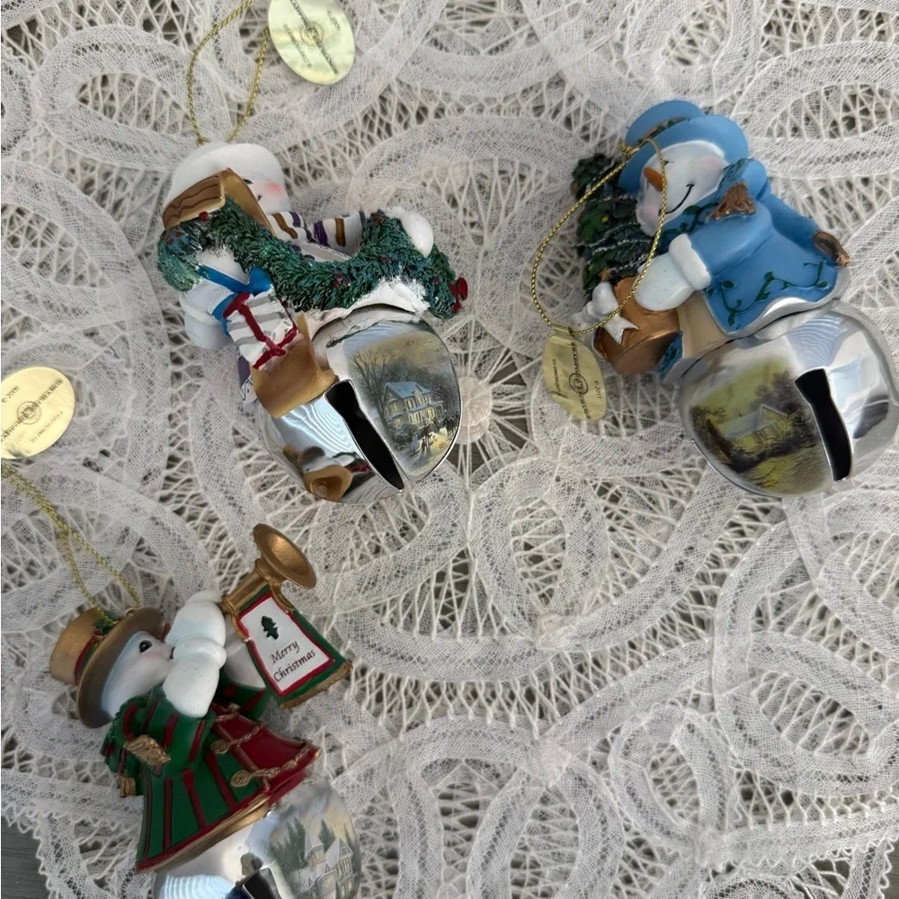 3 Snowman Thomas Kinkade Snow Bells Collectibles Bradford Exchange